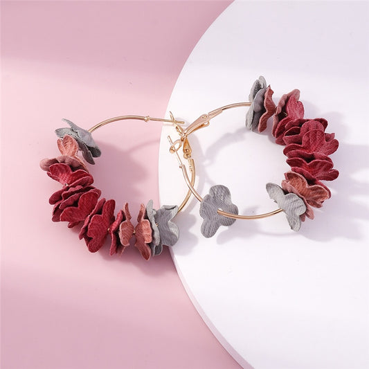 Flower Art Hoop Earrings Women Charms Earring Fashion Creative Jewelry