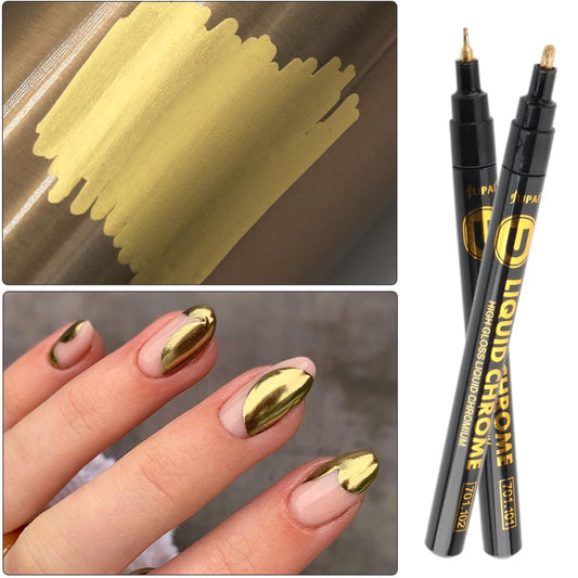 Metallic Gold Nail Polish Waterproof Nail Marker Pen For Design Graffiti Drawing