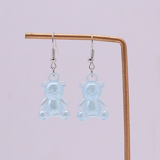 Baby Blue 3D Bear Drop Earrings Women Creativity Jewelry Cute Earring Girls Gift