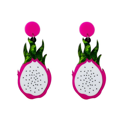 Dragonfruit Acrylic Drop Earrings Women Travel Fashion Cartoon Earrings Creative