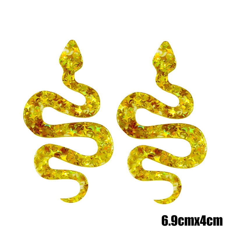 Star Glitter Snake Drop Earrings Cartoon Art Women Party Jewelry Ear Fashion