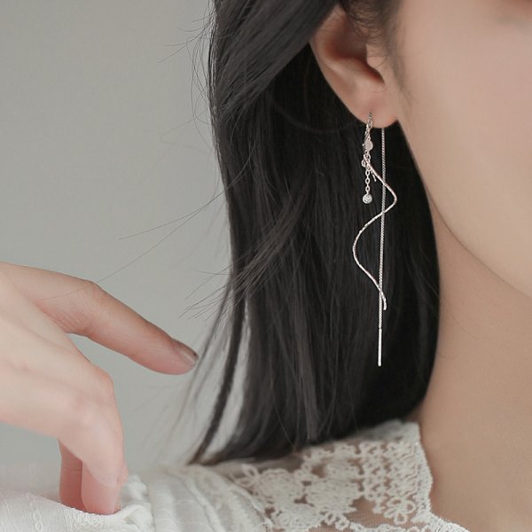 Ribbon Threader Drop Earrings Women Fashion Creative Art Cute Stylish Jewelry