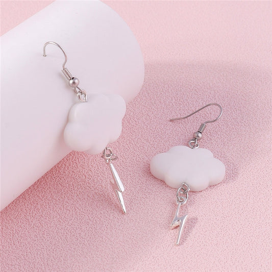 White Clouds and Lightning Dangle Earrings Women Gifts Earring Cute Girls