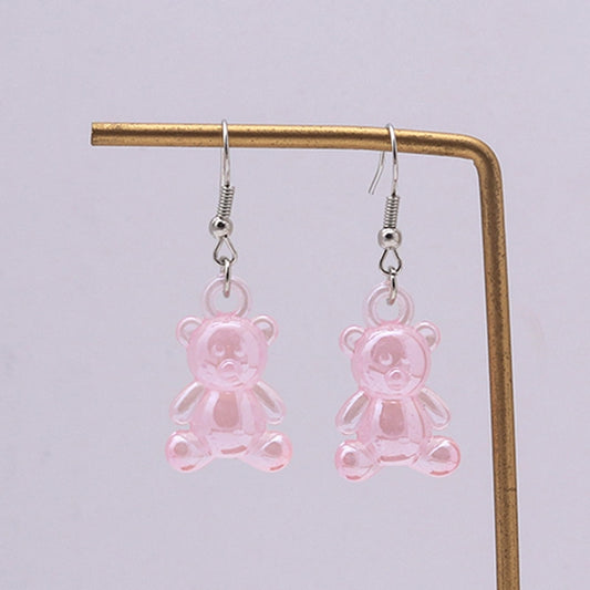 Baby Pink 3D Bear Drop Earrings Women Creativity Jewelry Cute Earring Girls Gift