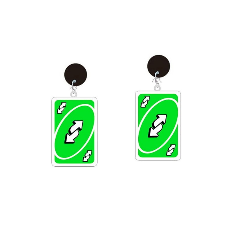 UNO Green Reverse Card Drop Earrings Hip Hop Women Party Gift Jewelry Ear