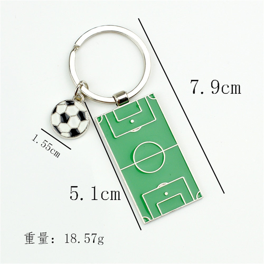 1pcs Creative Football Court Key Chain for Men Basketball Court Pendant Key Ring