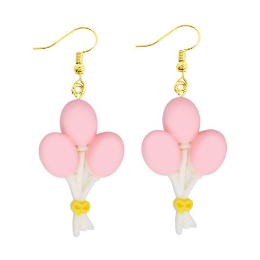 Creative Funny Design Cartoon Pink Balloons Drop Earrings Women Creativity