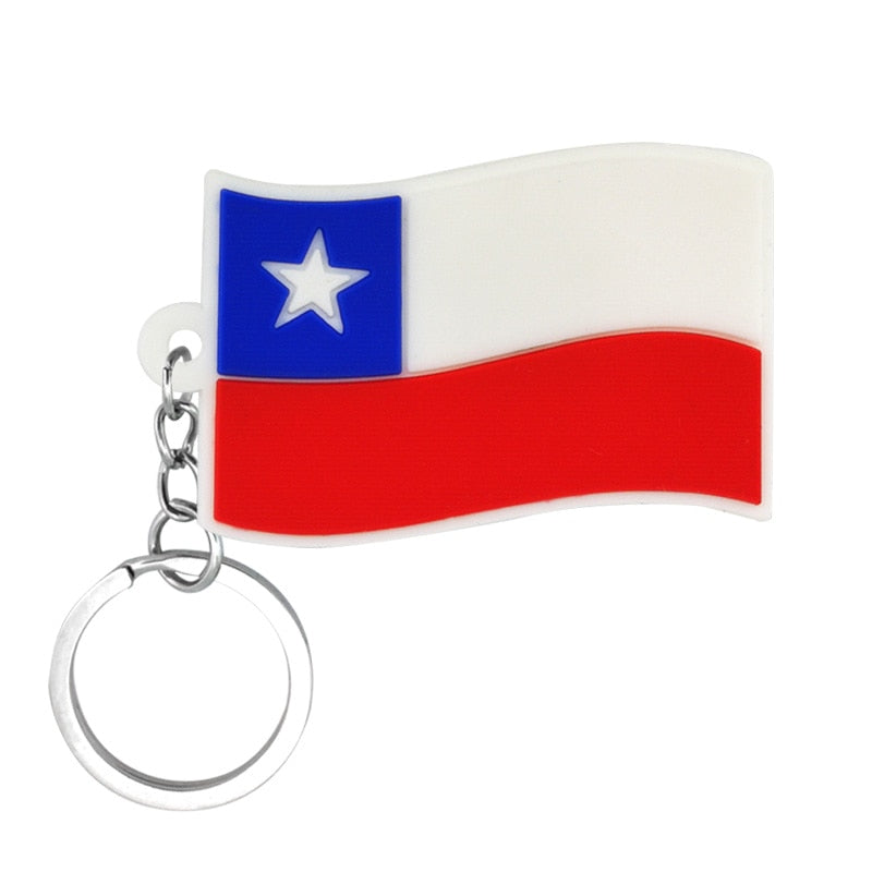 Flag of Chile National Flag PVC Keyring Cute Cartoon Style Keychains Bag Car