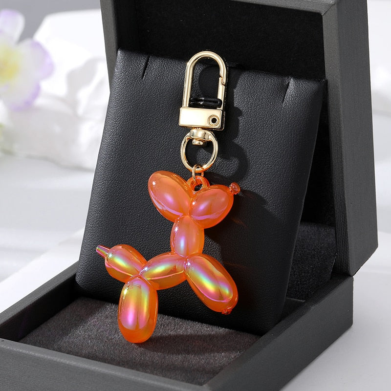 6 Styles Balloon Dog Animal Couple Keychains Key Ring For Women Men New Colorful