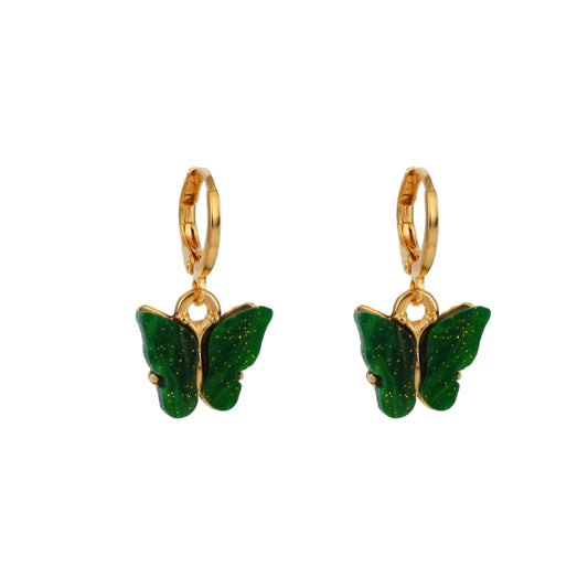 Dark Green Butterfly Drop Earrings Jewelry For Women Fashion Accessories Trendy