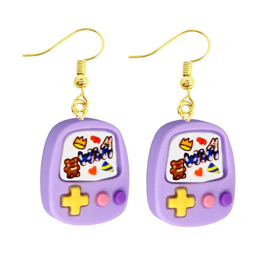 Creative Funny Design Purple Game Drop Earrings Women Creativity Jewelry Cute