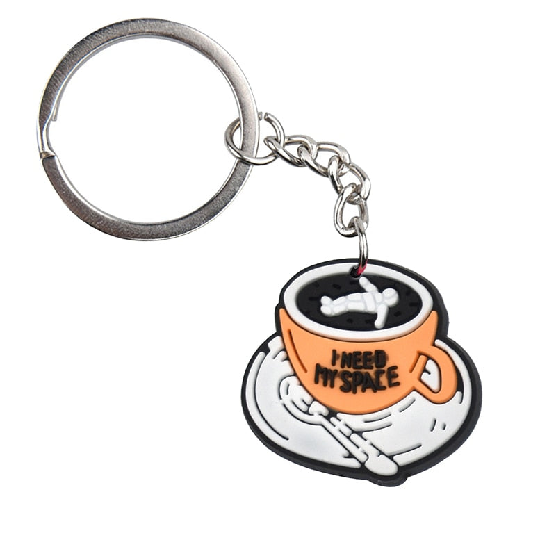 Coffee Cup keychain Cartoon Key Ring Anime Pendant Key Holder Art Gift