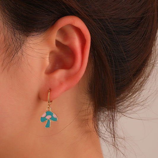 Blue Mushroom Drop Earrings Fashion Women Summer Party Jewelry Girls Gifts