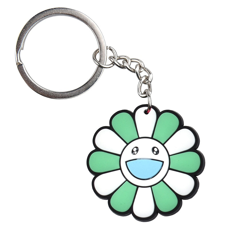 15 Styles PVC Rubber Colorful Cute Flower Sunflower Keychain Fashion Cartoon