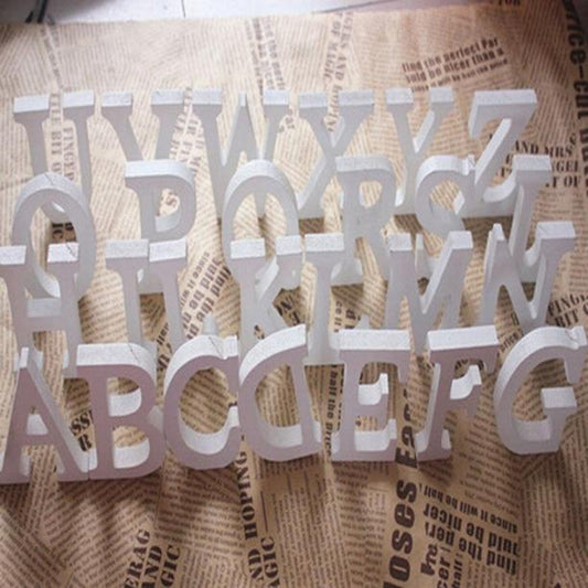 1pc DIY Freestanding Wood Wooden Letters White Alphabet Wedding Birthday Party