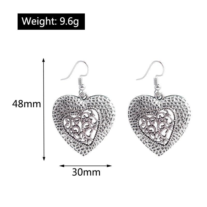 Retro Hollow Heart Dangle Earrings Women Gifts Earring Cute Girls Eardrop