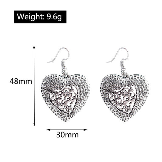 Retro Hollow Heart Dangle Earrings Women Gifts Earring Cute Girls Eardrop