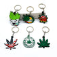 6 Styles PVC Green Leaf Vibes Hemp Leaf Style Keychain Car Keyring Cartoon