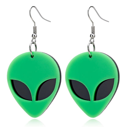 Green Alien Acrylic Drop Earrings Women Travel Fashion Cartoon Earrings Creative