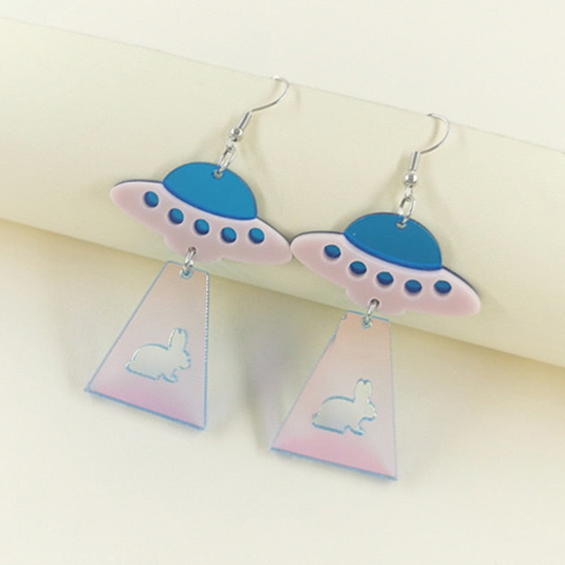 23 Styles Acrylic Astronaut Star Lightning Cat Spaceship Drop Earrings Women