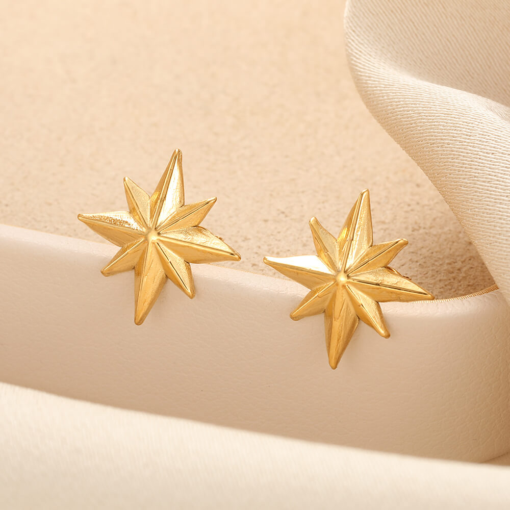 Golden Star Minimalist Fashion Mini Stud Earrings Women Ear Piercing Jewelry
