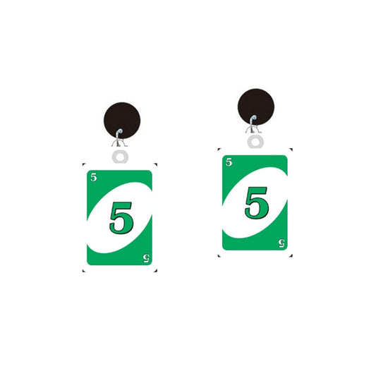 Uno Game Green Number 5 Card Drop Earrings Hip Hop Women Party Gift Jewelry Ear