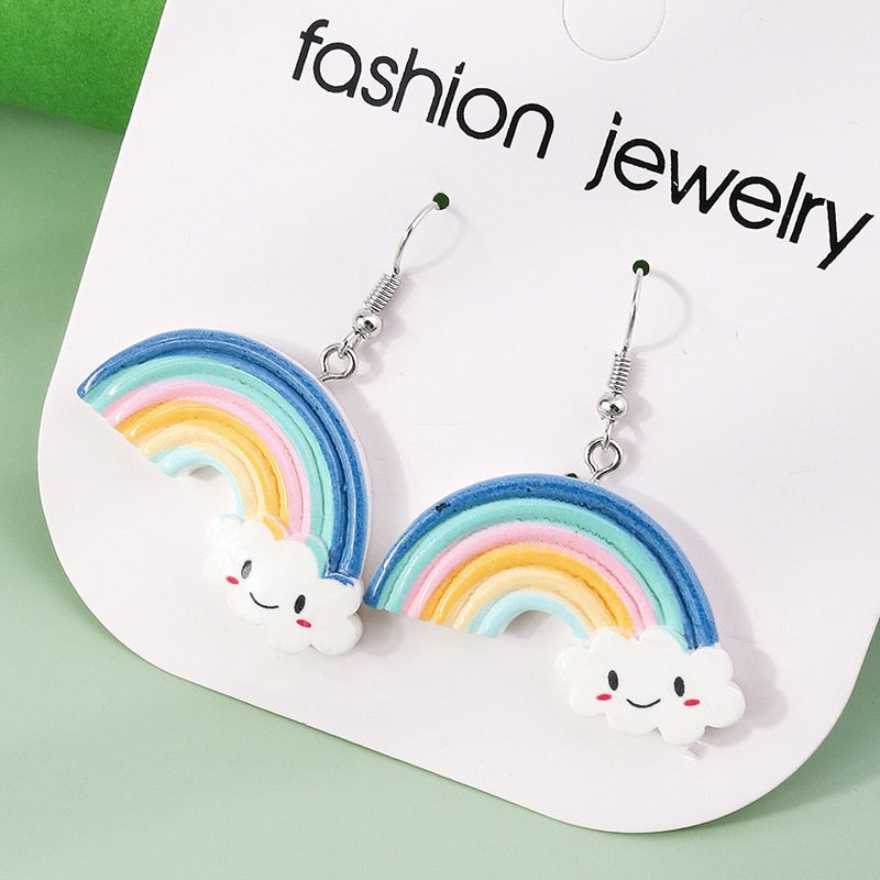 Rainbow Cloud Dangle Earrings Women Charms Earring Fashion Creative Jewelry