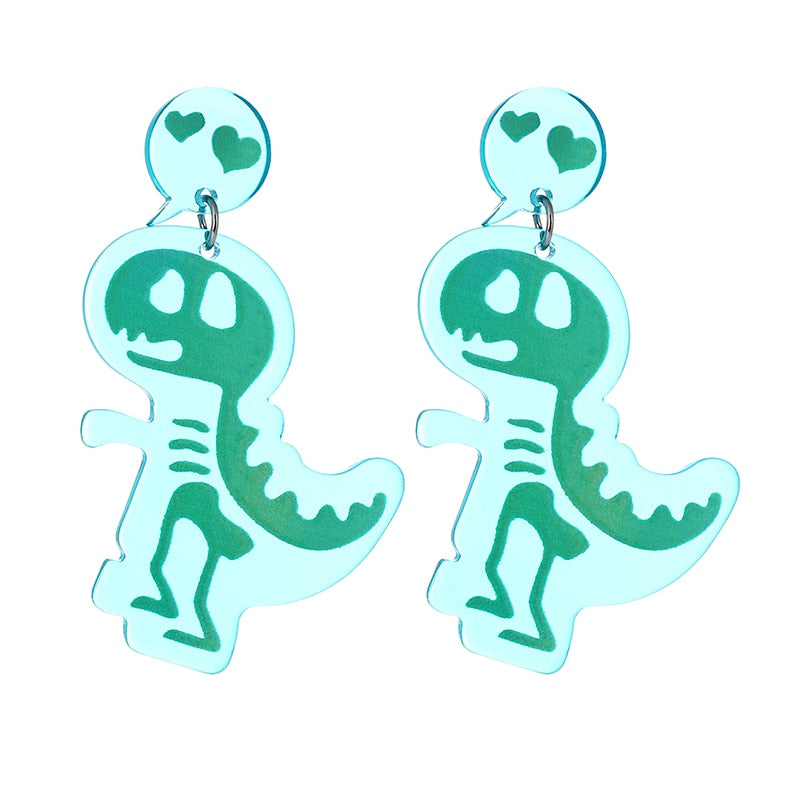 Mint Green Dinosaur Acrylic Drop Earrings Women Travel Fashion Cartoon Earrings