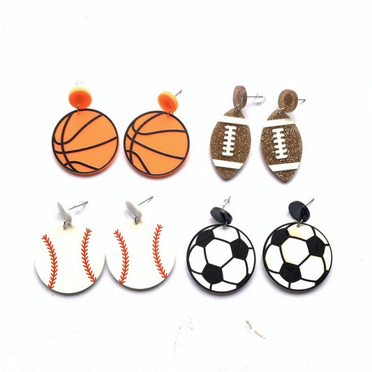 Acrylic Baseball Dangle Earrings Women Girl Fashion Trendy Jewelry Accessories