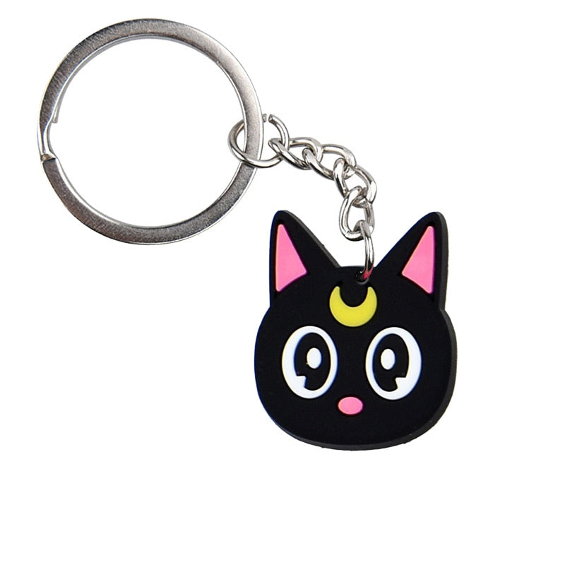 22 Styles Japanese Cartoon Anime moon Pendant Star Keychains Luna cat Holder Car