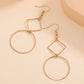Square and Circle Figure Lady Cute Dangle Earrings for Women Jewelry Girls