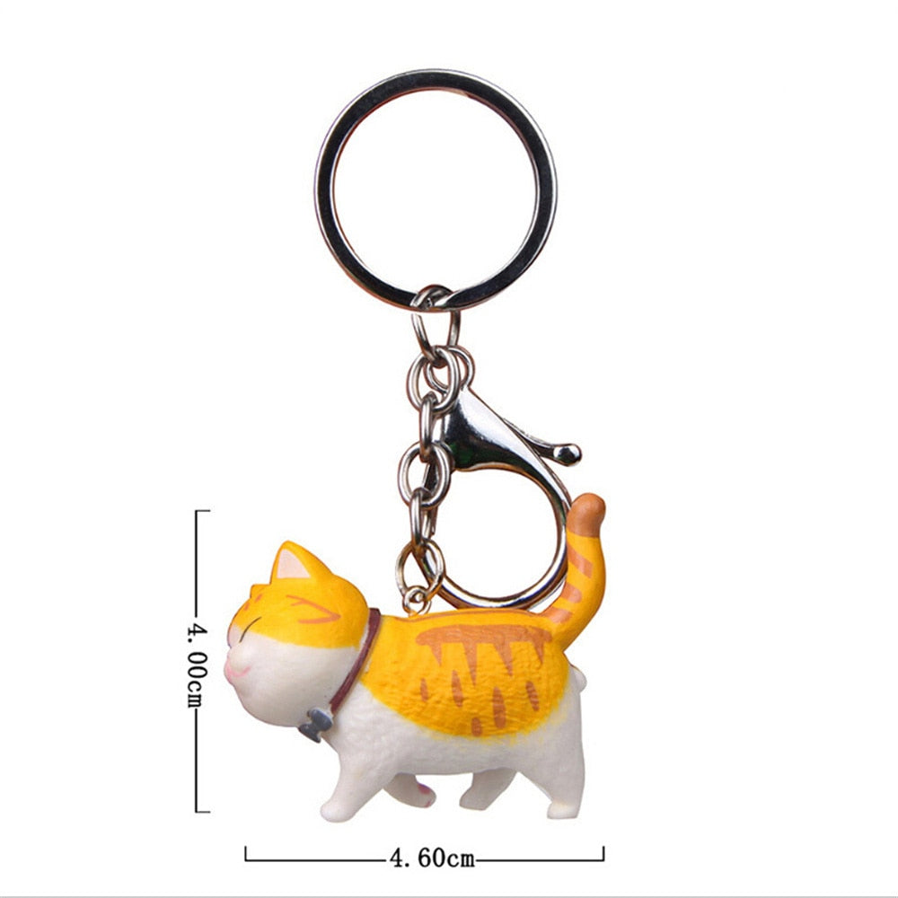 9 Colors Cute Cartoon Cat Pendant Keychain Fashion Bag Charms Ornament for Men
