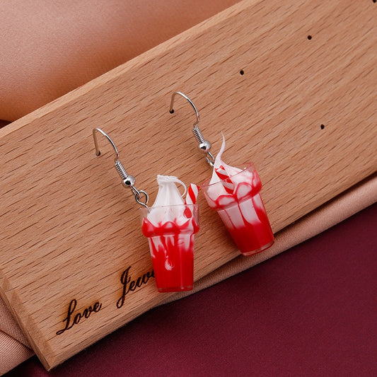 Ice Cream Milkshake Design Drop Earrings Women Gifts Earring Cute Girls Eardrop