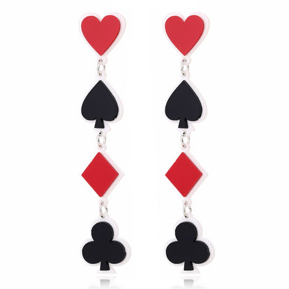 Playing Card Symbols Drop Earrings Women Travel Fashion Cartoon Earrings