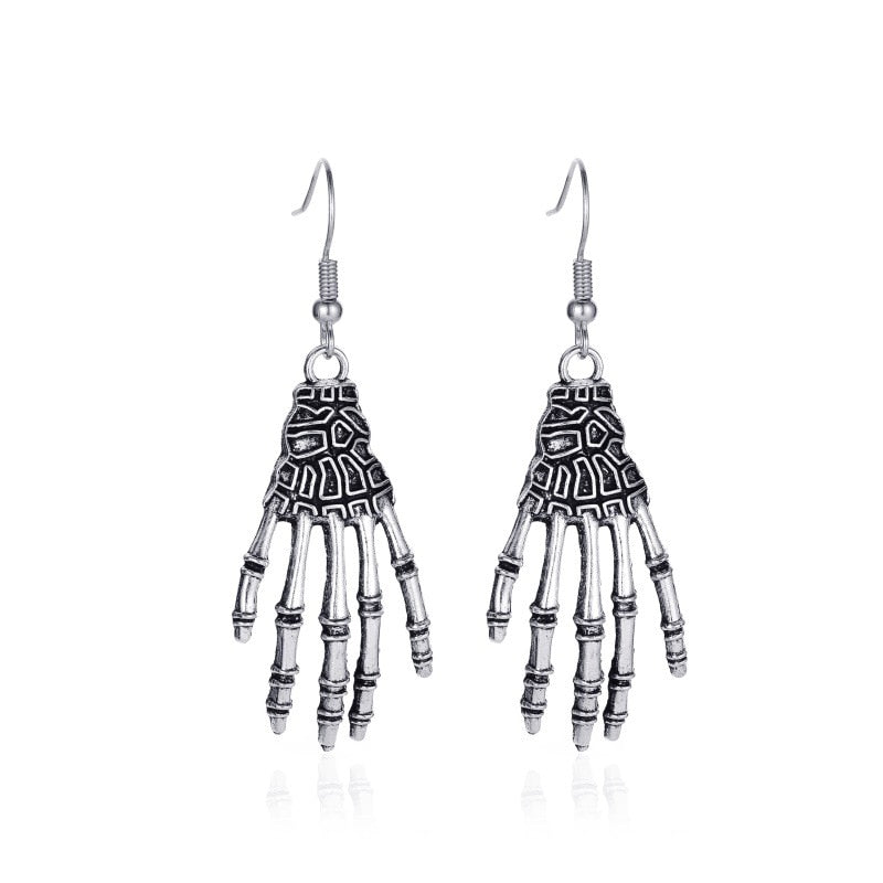 Textured Skeleton Hand Halloween Lady Cute Dangle Earrings for Women Jewelry