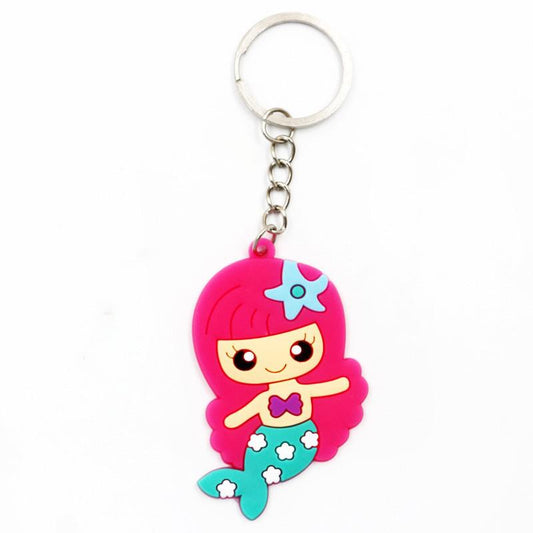 Pink Hair Baby Girl Mermaid Keychain Party Gift Cute Keyring Cartoon DIY Jewelry