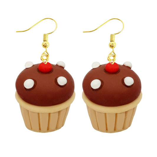 Chocolate Cupcake Funny Cute Resin Food Drop Earrings Women Creativity Jewelry