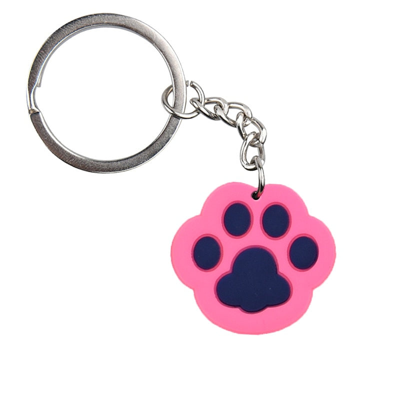 Pink Dog Cat Paw Keychain Party Gift Cute Keyring Cartoon DIY Jewelry Souvenir