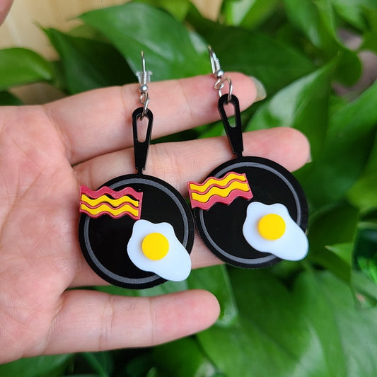 Egg Bacon Acrylic Drop Earrings Women Travel Fashion Cartoon Earrings Creative