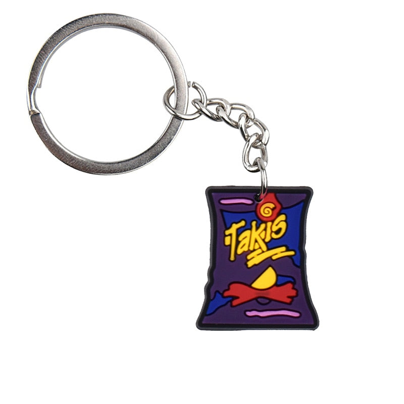 Purple Chips Bag Keychain Cartoon Creative Gift Key Holder Keyring Anime Souvenir