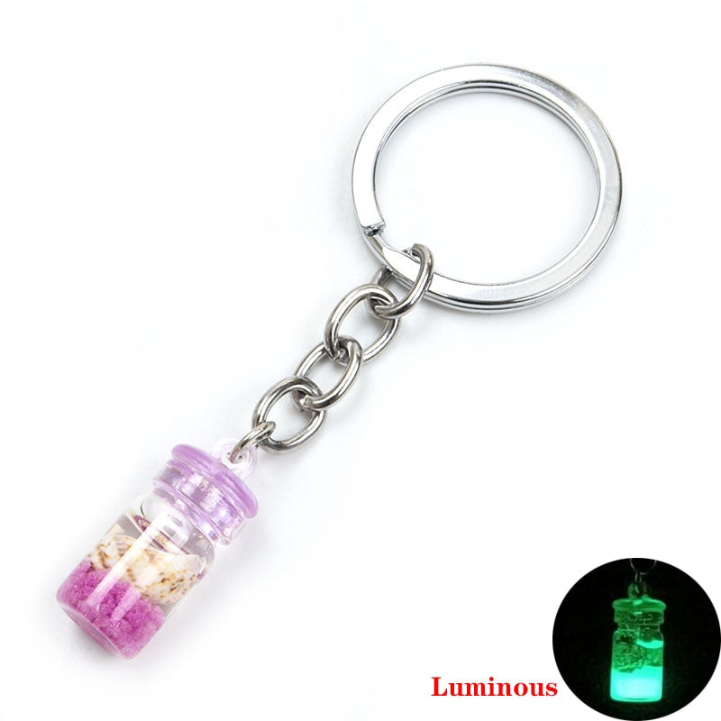 Purple Luminous Bottle Keychain Gift Cute Charms Keyring Souvenir Handbag
