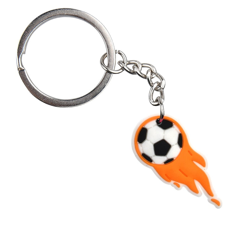 Soccer Fire Ball Keychain Party Gift Cute Keyring Cartoon DIY Jewelry Souvenir