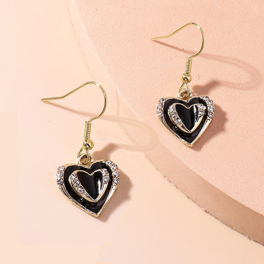 Heart Inside Heart Drop Earrings Women Gifts Earring Cute Girls Eardrop Jewelry