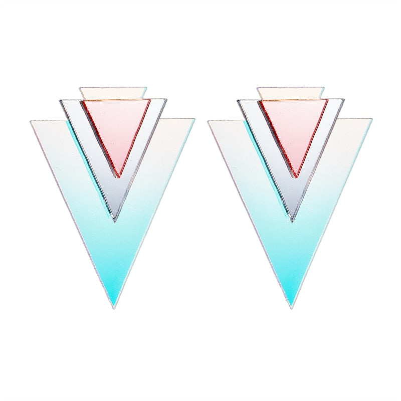 Triangles Holographic Acrylic Dangle Earrings Women Travel Fashion Cartoon