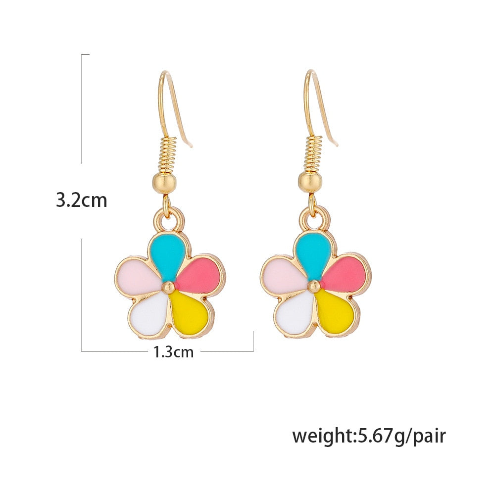 Multicolor Leaf Flower Drop Earrings Cartoon Ear Pendants Accessories Women