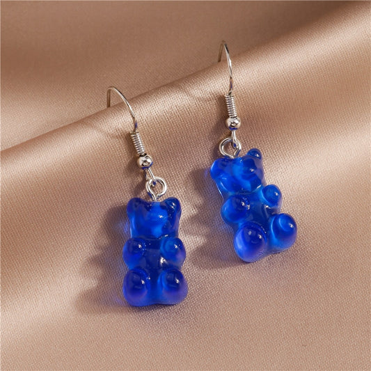 Blue Cute Bear Drop Earrings Women Creativity Jewelry Cute Earring Girls Gift