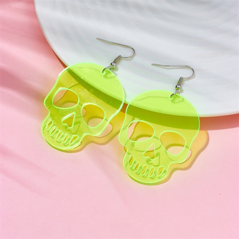 Yellow Skull Drop Earrings Female Travel Cartoon Earrings Creative Art Jewelry