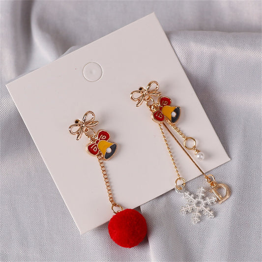 Bells Snowflake Drop Earrings Women Party Cute Art Jewelry Dangle Gifts Earrings