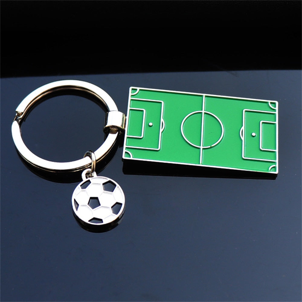 1pcs Creative Football Court Key Chain for Men Basketball Court Pendant Key Ring