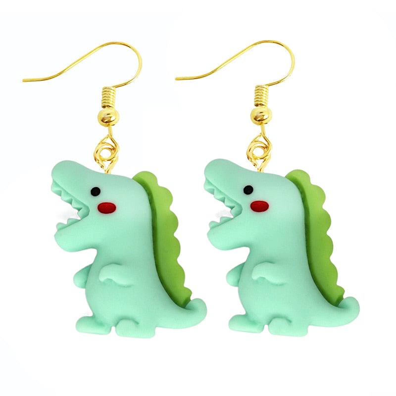 Green Mint Color Cute Dinosaur Dangle Earrings Women Gifts Earring Cute Girls